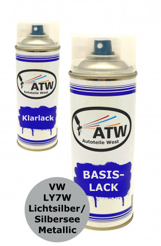 Autolack für VW LY7W Lichtsilber/Silbersee+400ml Klarlack Set Metallic